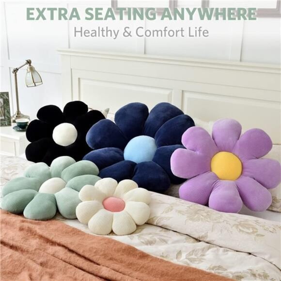 Flower Shaped Throw Pillow, Butt Cushion, Floor Pillow,Seating Cushion, Room Dec - Picture 2 of 7